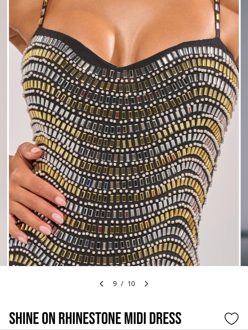 AKIRA Medium Gold & Silver Rhinestone Midi Dress - Picture 3 of 5